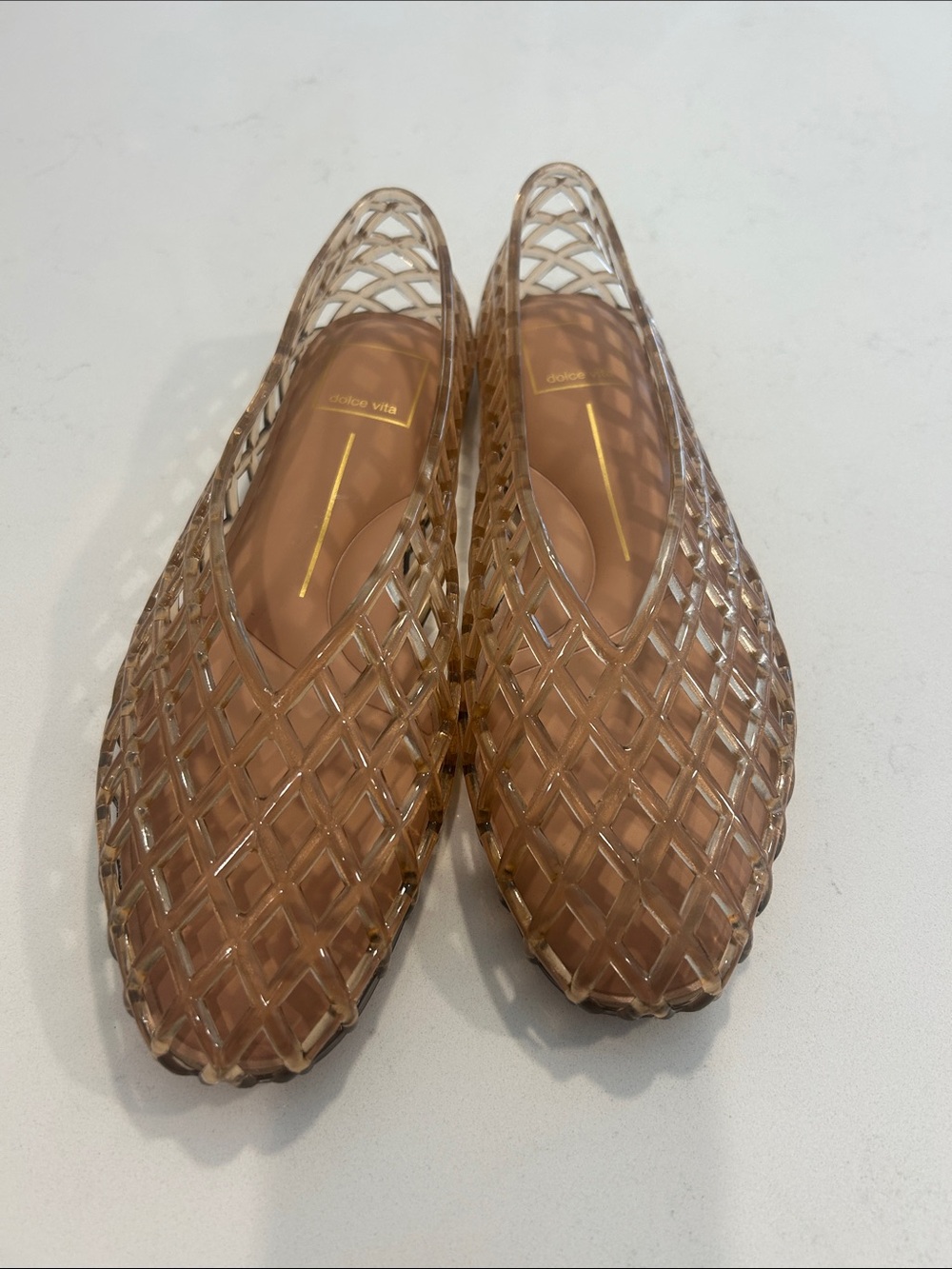 Dolce Vita Women's Transparent Nude Lattice Slip-Ons